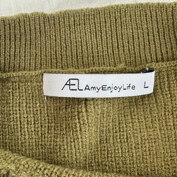 Green long-sleeved cropped sweater with tie -  AmyEnjoyLife - Large - Picture 5 of 6